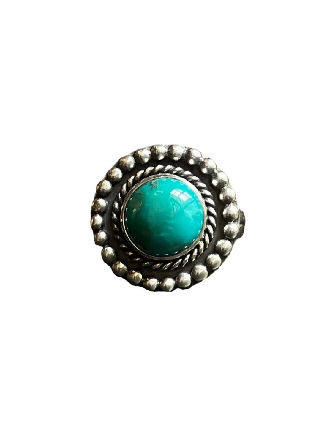 Kingman Turquoise Round Ring | Sterling Silver | Size 6 | A479 - Etsy