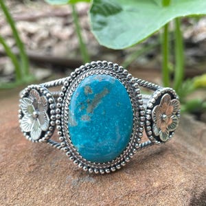 Turquoise Flower Cuff Bracelet | 925 Sterling Silver X7