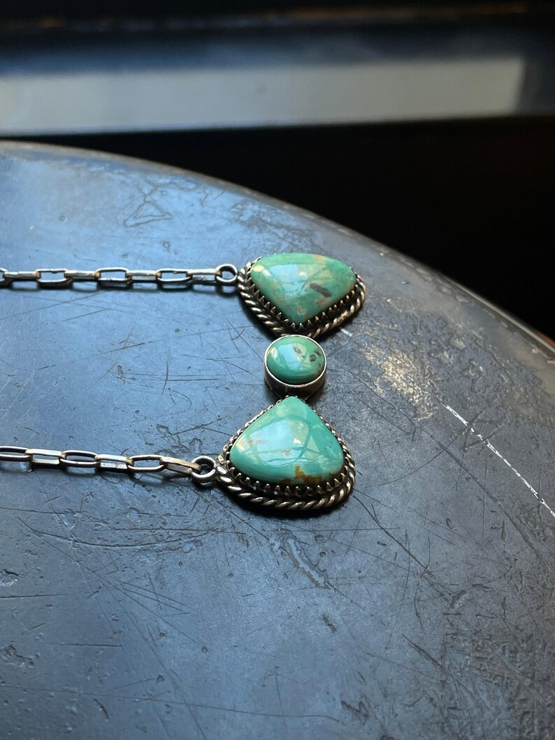 Kingman Turquoise Bar Necklace | Sterling Silver E942 - Etsy