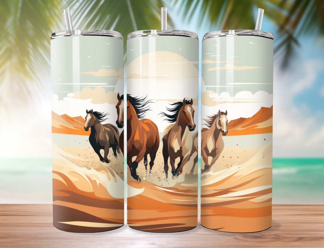 3D 20oz Skinny Tumbler Wrap Sublimation Design Horses on the - Etsy