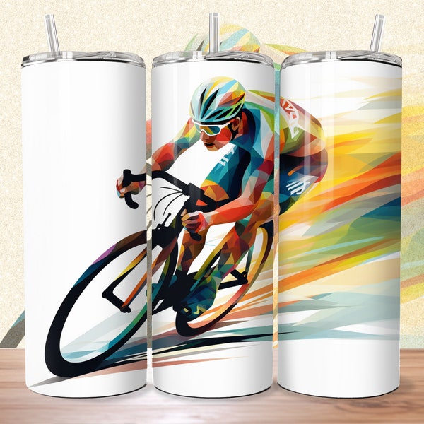 3D 20oz Skinny Tumbler Wrap Sublimation Design, Cycle Racing, Instant Digital Download, 300 DPI, PNG & PDF, Straight/Tapered