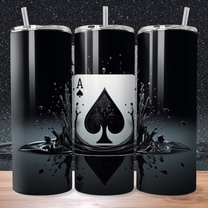 The Ace Of Spades, 3D 20oz Skinny Tumbler Wrap Sublimation Design, Poker Cards, 300 DPI, PNG & PDF, Straight/Tapered