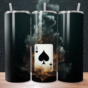 The Ace Of Spades, 3D 20oz Skinny Tumbler Wrap Sublimation Design, Poker Cards, 300 DPI, PNG & PDF, Straight/Tapered