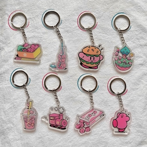 Cute Kirby Food Themed keychain, Bag Accessory, Electronic Charm, For Gifting