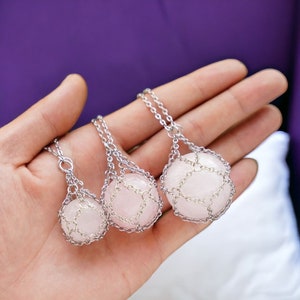 Bbzmnn Crystal Stone Holder Necklace, Adjustable Crystal Cage