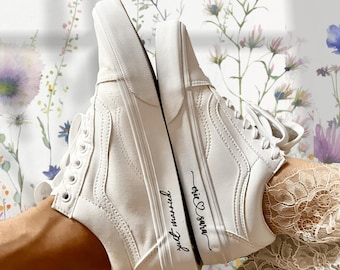 Custom Wedding Shoe, Personalized  Vans Decal Sneaker, Wedding Converse, Personalized Shoe, Wifey Hubby, Wedding Shoes for Bride and Groom