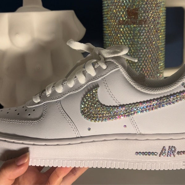 Women’s Bling Sparkle Air Force 1s with rhinestones, Customize Air ForceOnes, Custom AF1, Bridal Wedding, Mother's Day Gift, Wedding Sneaker