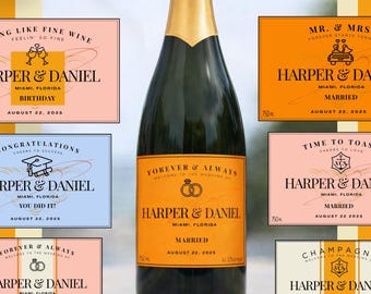 Etiqueta adhesiva personalizada para champán, etiquetas para botellas de vino, regalo personalizado para bodas, cumpleaños, regalos personalizados, pegatina personalizada de regalo