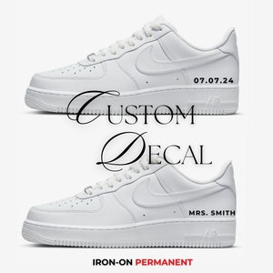 Personalized, Custom Iron On and Permanent Decal for Canvas, Custom Decal, Heat Transfer, Wedding Shoes, Custom Wedding Text, DIY Name Decal