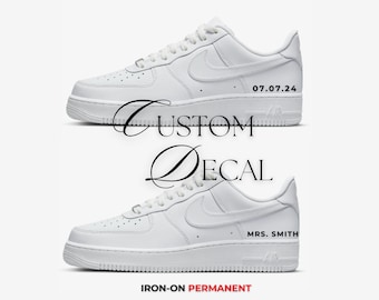 Personalized, Custom Iron On and Permanent Decal for Canvas, Custom Decal, Heat Transfer, Wedding Shoes, Custom Wedding Text, DIY Name Decal