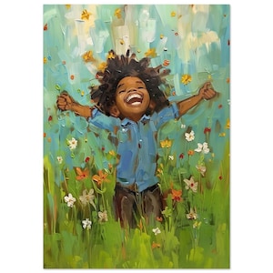 Black Kids Art, African American Art, Black Boy Joy, Flower Art, Black Artist Prints, Back to School, Nursery Art, Children&#39;s Art, Kids Art