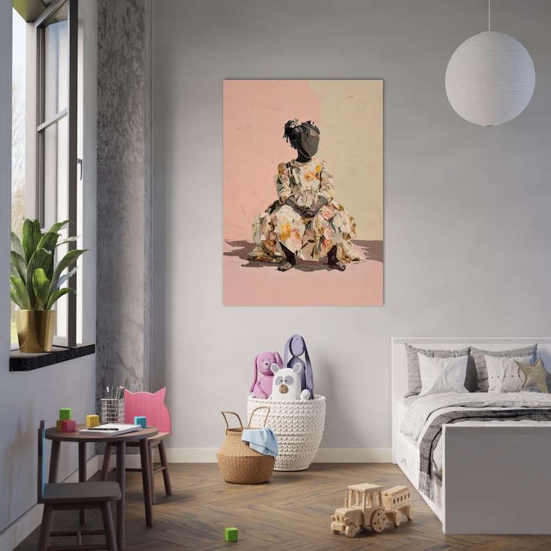 Arte infantil, Arte infantil en blanco y negro, Decoración para bebés, Arte con ambiente, Arte floral, Pastel, Retratos en blanco y negro, Diseño de interiores, Decoración para niñas, Habitación infantil imagen 2