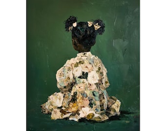 uvres d'art pour chambre d'enfants, oeuvres d'art pour enfants noirs, décoration pour bébé, oeuvre d'art de mauvaise humeur, art floral, minimalisme, portraits noirs, décoration d'intérieur, décoration de filles, chambre d'enfants