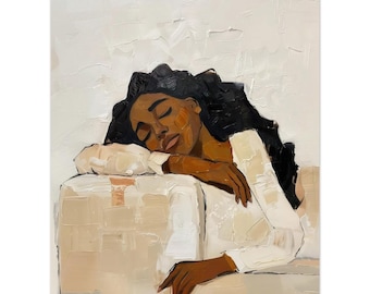 African American Art, Black Woman Art, Minimalist Art, Black Portraits, Sleep, Black Art, Calm Art, Pretty Art