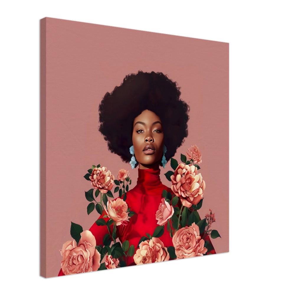 Canvas - African American Art, Black Woman Art, Flowers, Modern Art, Contemporary Art, Minimalist Art, Black Art Prints, Black Portraits