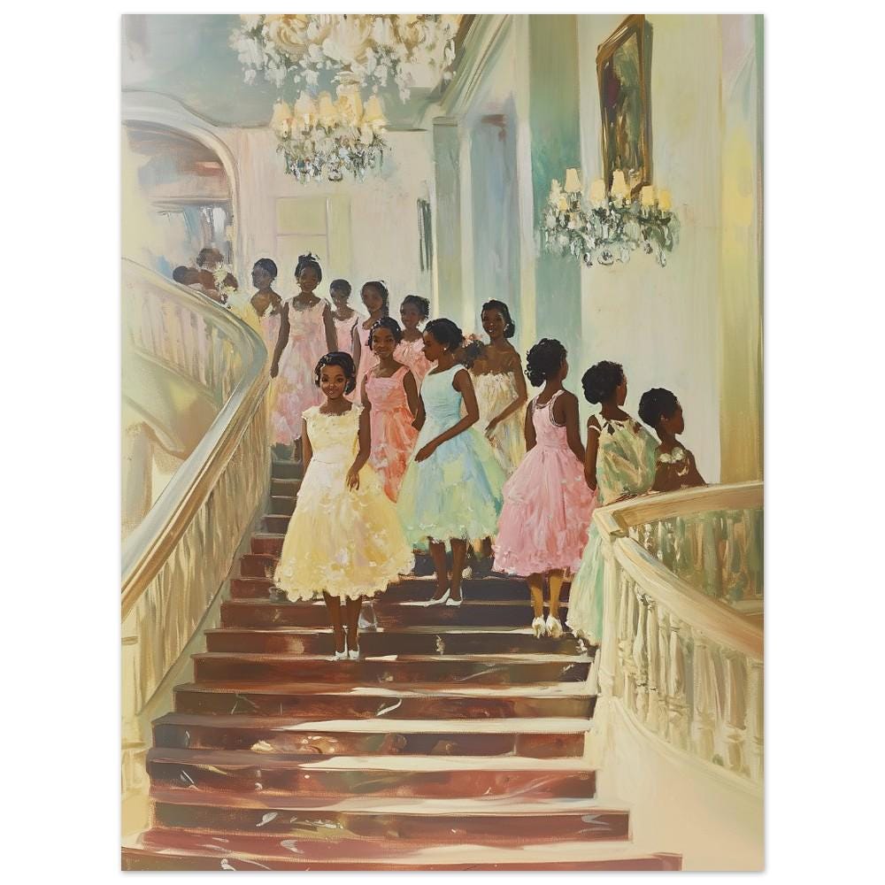 African American Art, Afternoon Tea, Black Woman Art, Debutante Ball, Black Girl Art, Black French Art, Vintage Art, Demure, Classy