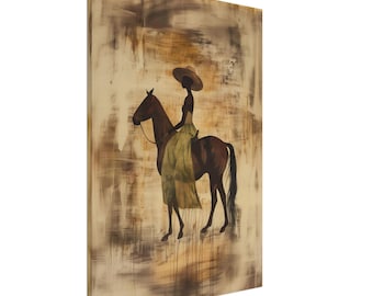 Canvas - African American Art, Black Woman Art, Horse Rider, Horse Art, Contemporary Art, Equestrian, Interior Design, Minimalist