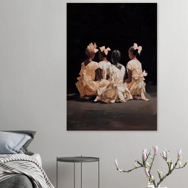 Nursery Art, Black Kids Art, Baby Decor, Moody Artwork, Flower Art, Minimalist, Black Portraits, Interior Design, Girls Decor, Kids Room image 3