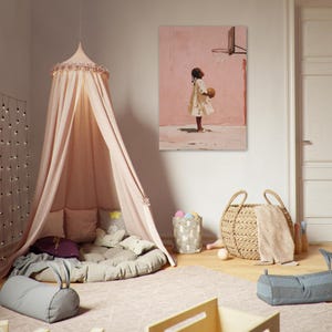WNBA, oeuvre d'art pour enfants noirs, décoration d'intérieur, décoration pour fille, art sportif, art basket-ball, oeuvre d'art pour enfants, chambre de fille, esthétique douce, art floral image 3