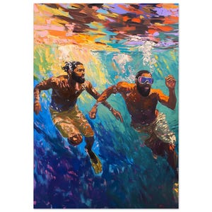 Black man Art, African American Art, Trendy Art, masculine Art, Water Art, Black Artist Prints, Manly Wall Art, Swimming, Gifts For Him