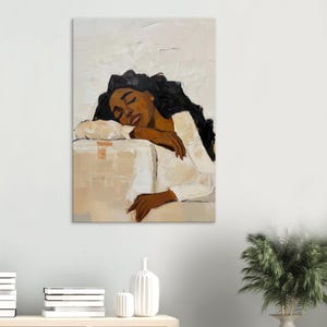Canvas - Afroamerikanische Kunst, Schwarze Frau Kunst, Romantische Malerei, Sanfte Ästhetik, Schwarze Porträts, Schwarze Kunstdrucke, Innendekoration