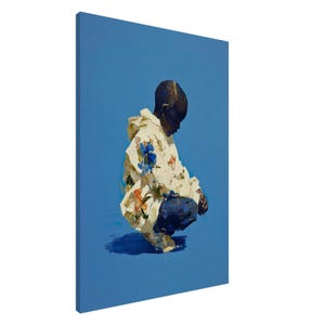 Canvas - Nursery Art, Black Kids Art, Baby Decor, Blue Art, Flower Art, Minimalist, Black Portraits, Interior Design, Male Decor, Kids Room