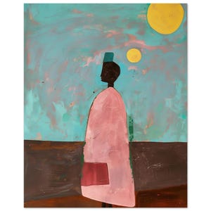 Abstrakt konst, svart kvinnokonst, svart konstnärstryck, minimalistisk, mjuk estetik, afroamerikansk konst, folkmålning, svart historia, sorgkonst bild 1