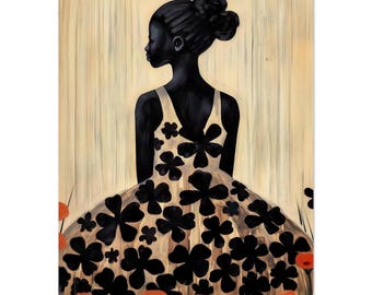 Botanical Garden, Black Artist Print, Romantic Painting, Flower Art, Romantic Art, African American, 92%, Interior Design, Soft Aesthetic