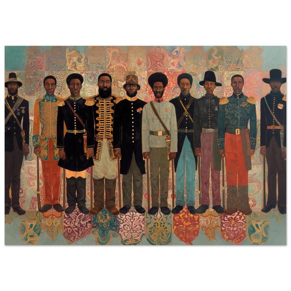 Giclee, romantische kunst, veteranen, zwarte geschiedenis, hedendaags, interieurontwerp, zwart portret, noir en fleur