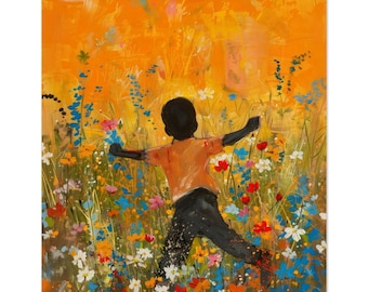 Black Kids Art, Black Boy Joy, Black man Art, Flower Art, Black Artist Print, Kids Art, Back to School, Children’s Art, Nursery Art, Freedom