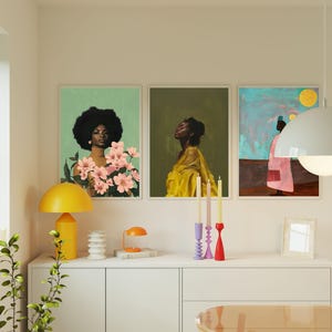 Abstrakt konst, svart kvinnokonst, svart konstnärstryck, minimalistisk, mjuk estetik, afroamerikansk konst, folkmålning, svart historia, sorgkonst bild 6
