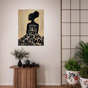 Botanischer Garten, schwarzer Künstlerdruck, Romantische Malerei, Blumenkunst, Romantische Kunst, Afroamerikaner, 92%, Innendesign, Sanfte Ästhetik