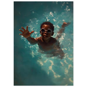 Swim Art, Black Swimmer, Black Artist Prints, African American Art, Black Kids Art, Water Color, Freedom, Black Boy Joy, Kids Room Decor