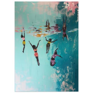 Freedom, Black Artist Prints, Beautiful Woman, Soft Aesthetic, Black History, African American, Black Beauty, Swimming, Water Color Canvas