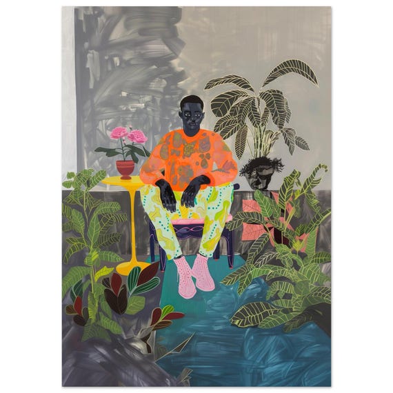 Black Man Art, Masculine Art, Male Decor, Dopamine Art, African American Art, Black Boy Joy, Interior Design, Contemporary Art, Botanical