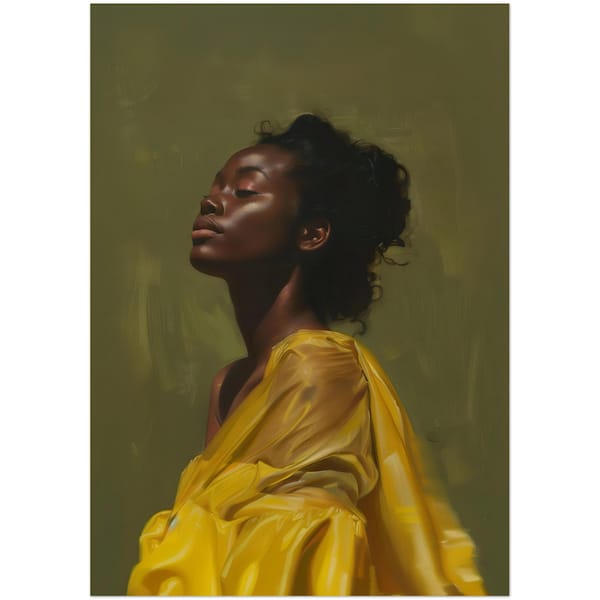 Arte della donna nera, bellezza morbida, arte vintage nera, minimalista, stampe di artisti neri, arte afroamericana, arte rinascimentale, estetica morbida