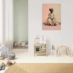 Arte infantil, Arte infantil en blanco y negro, Decoración para bebés, Arte con ambiente, Arte floral, Pastel, Retratos en blanco y negro, Diseño de interiores, Decoración para niñas, Habitación infantil imagen 4