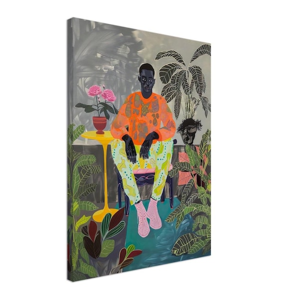 Canvas - African American Art, Black Man Art, Masculine Art, Black Art Prints, Mens Fashion, Plant Dad, Black Portraits, Black Boy Joy