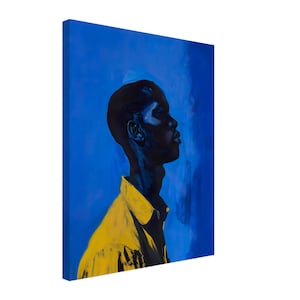 Canvas - Black Man Art, Masculine Art, Male Decor, Minimalist, African American Art, Black Boy Joy, Black Art