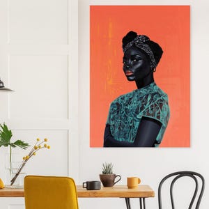 Schwarze Frau Kunst, Afroamerikanische Kunst, Dopamin Kunst, Schwarzes Porträt, Schwarze Freude, Minimalistische Kunst, Demure, Buntes Kunstwerk Bild 3