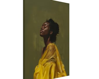 Canvas - Black Woman Art, Black Vintage Art, Minimalist, Black Portrait, Vintage Fashion, African American Art, Renaissance Art,