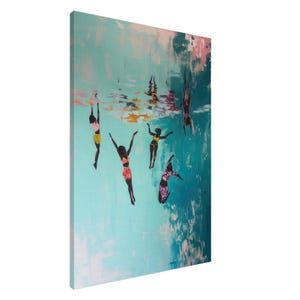 Canvas - Freedom, Black Artist Prints, Beautiful Woman Art, Soft Aesthetic, African American Art, Black Beauty, Swimming, Water Color Canvas