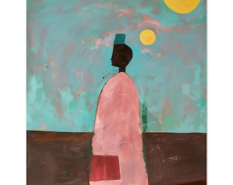 Abstract Art, Black Woman Art, Black Artist Print, Minimalist, Soft Aesthetic, African American Art, Folk Painting, Black History, Grief Art