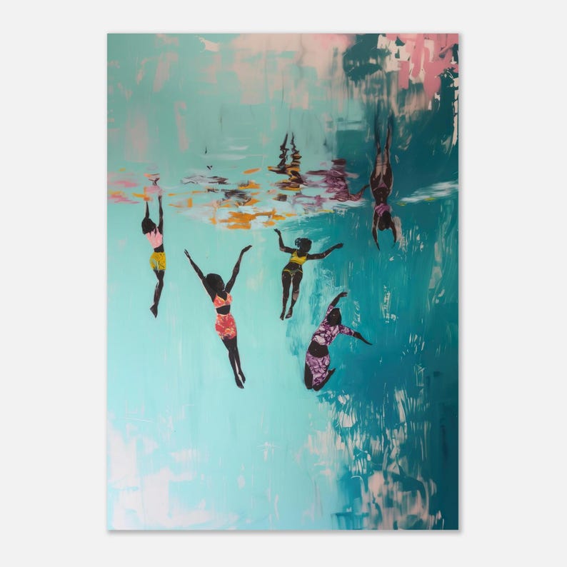 Libertad, Grabados de artistas negros, Mujer hermosa, Estética suave, Historia negra, Afroamericano, Belleza negra, Natación, Lienzo de acuarela imagen 2