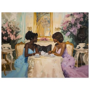 Arte afroamericano, Té de la tarde, Arte de mujeres negras, Arte francés negro, Arte vintage, Moda vintage, Arte negro vintage, Arte elegante, Arte recatado