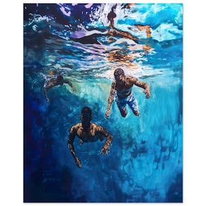 African American Art, Black Man Art, Masculine Art, Black Artist Prints, Mens Fashion, Water Art, Manly Wall Art, Gifts for him, Swimming