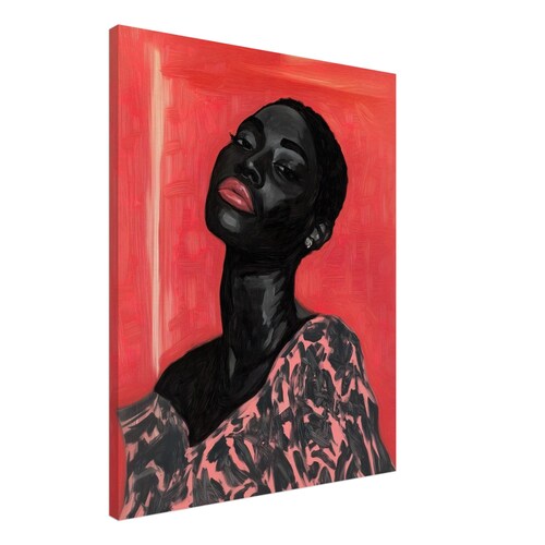 Toile - oeuvre d'art femme noire, art afro-américain, art féminin, portraits noirs, joie noire, art minimaliste, art noir, vibrant, chic, sobre