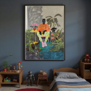 Black Man Art, Masculine Art, Male Decor, Dopamine Art, African American Art, Black Boy Joy, Interior Design, Contemporary Art, Botanical image 5