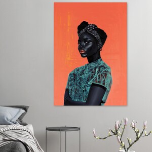 Schwarze Frau Kunst, Afroamerikanische Kunst, Dopamin Kunst, Schwarzes Porträt, Schwarze Freude, Minimalistische Kunst, Demure, Buntes Kunstwerk Bild 4
