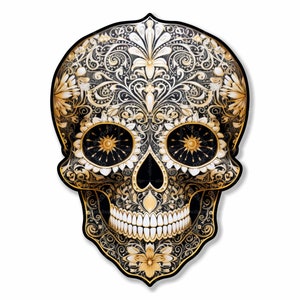 Golden Skull Day of the Dead  Dia de los Muertos Decal